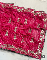 Load image into Gallery viewer, Leheriya Mothra Georgette Saree - Gota & Cutdana Work