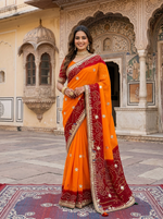 Load image into Gallery viewer, Georgette Peela Saree with Gota Patti Hand Work