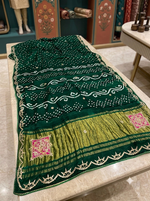 Load image into Gallery viewer, Pure Modal Gajji Silk Hand Bandhej Saree With Heavy Gota Patti Handwork