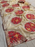 Load image into Gallery viewer, Pure Cosmos Silk Patola Patch Work Saree With Heavy Gota Patti Handwork