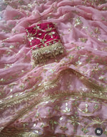 Load image into Gallery viewer, Pure Diamond Chiffon Rajwada Saree with Heavy Kaccha Gota Jaal & Sabyasachi Style Border
