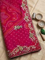 Load image into Gallery viewer, Pure Georgette Pachranga Bandhani With Heavy Gota Patti Hand Work