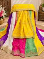 Load image into Gallery viewer, Premium Multicolour Pure Upada Silk Lehenga Set With Heavy Cutdana & Resham Work