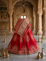 Load image into Gallery viewer, Designer Lehenga Chunni Set in Pure Modal Fabric with Lakdi Patta and Kacha Gota Patti Work