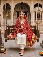 Load image into Gallery viewer, Pure Gajji Ghatchola Dupatta With Heavy Cutdana, Patra &amp; Gota Patti Work With Lakdi Patta Zari Palla