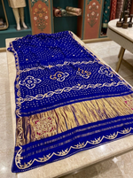Load image into Gallery viewer, Pure Modal Gajji Silk Hand Bandhej Saree With Heavy Gota Patti Handwork