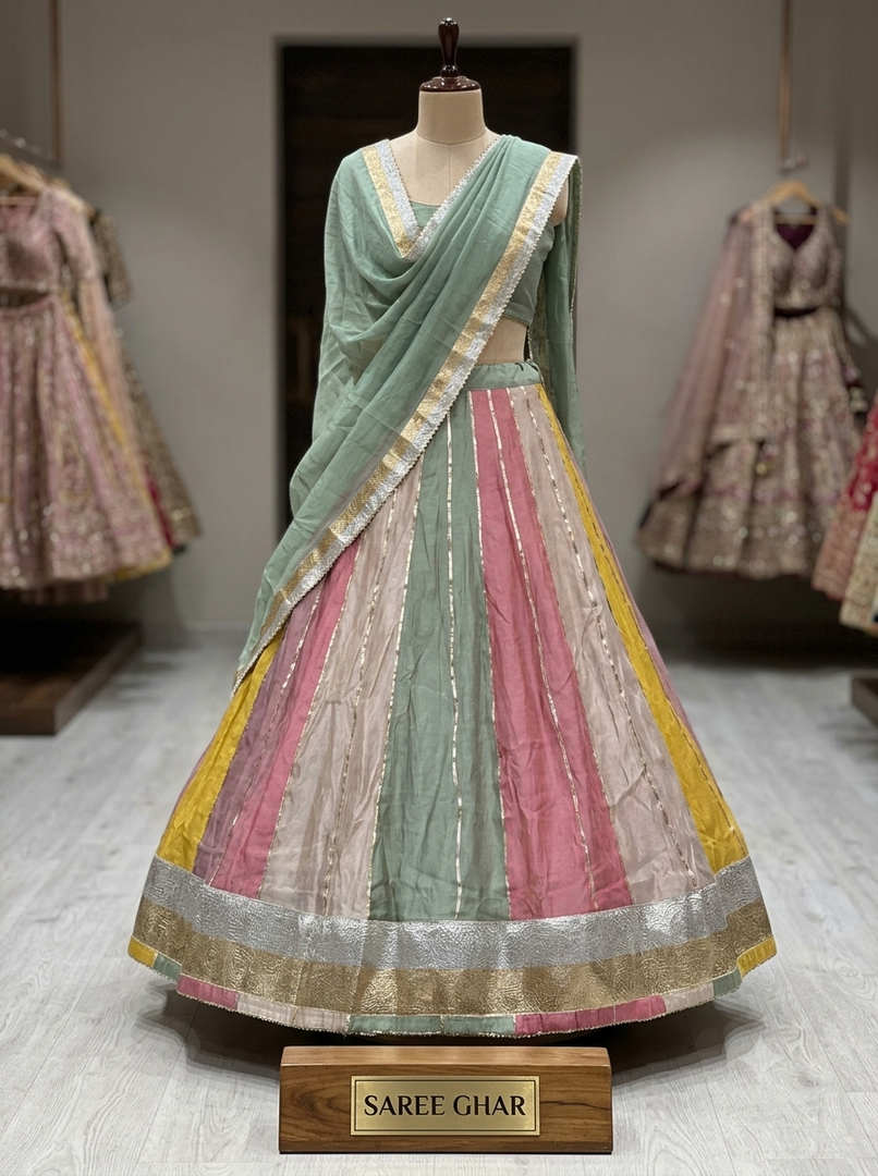 Pure Modal Gajji Silk Hand Bandhej Saree With Heavy Gota Patti Handwork | Saree Ghar Jaipur