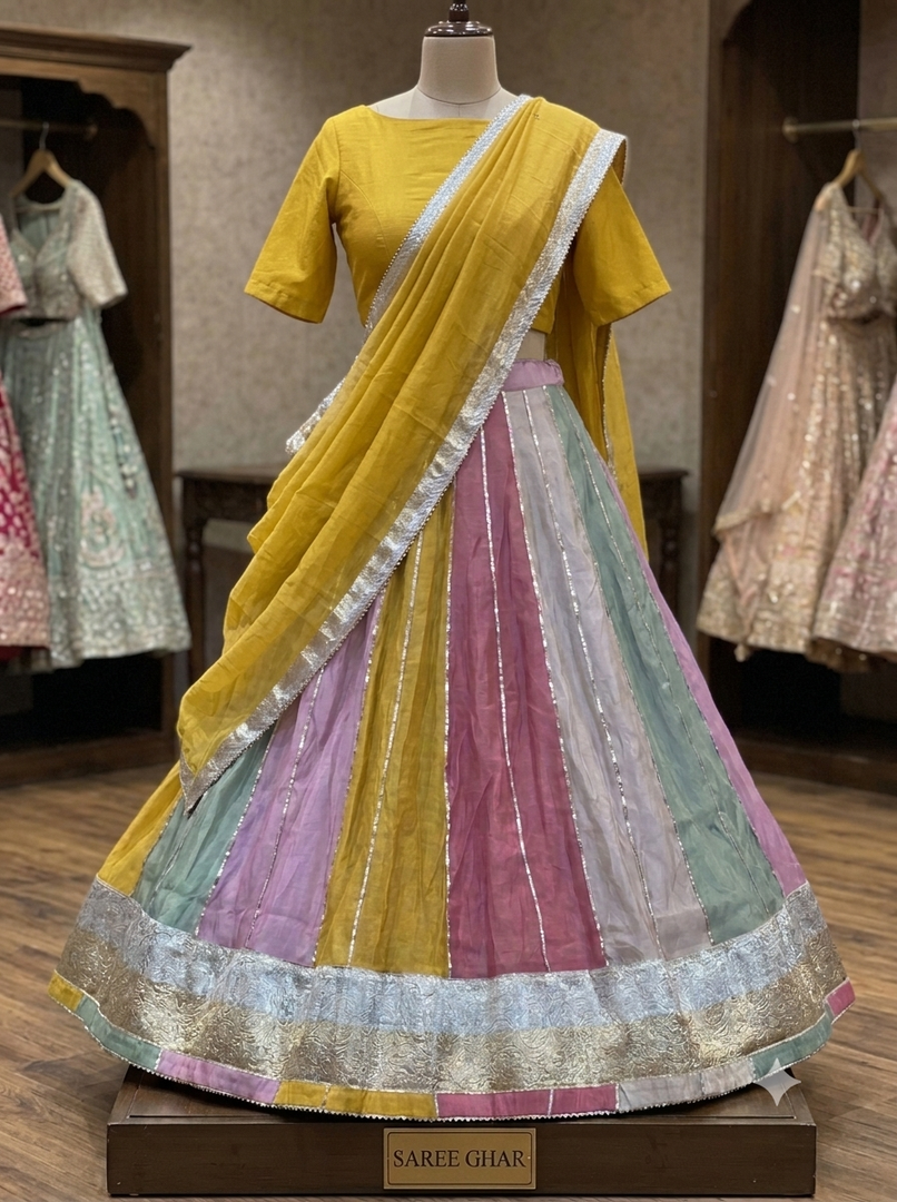 Pure Modal Gajji Silk Hand Bandhej Saree With Heavy Gota Patti Handwork | Saree Ghar Jaipur