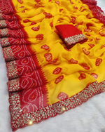 Load image into Gallery viewer, Georgette Fabric Laadu Peela Faag Special Saree