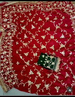 Load image into Gallery viewer, Pure Diamond Chiffon Rajwada Saree with Heavy Kaccha Gota Jaal &amp; Sabyasachi Style Border