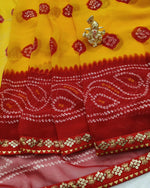 Load image into Gallery viewer, Georgette Fabric Laadu Peela Faag Special Saree With Sequence Work Border Saree
