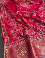 Load image into Gallery viewer, Handcrafted Pure Upada Silk Ghevar Bandhej Saree with Heavy Gota Work