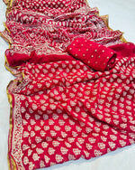 Load image into Gallery viewer, Pure Diamond Chiffon Fabric Saree With Sanganeri Hand Block Print Saree