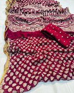 Load image into Gallery viewer, Pure Diamond Chiffon Fabric Saree With Sanganeri Hand Block Print Saree