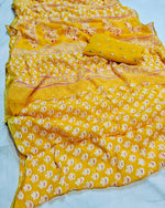 Load image into Gallery viewer, Pure Diamond Chiffon Fabric Saree With Sanganeri Hand Block Print Saree