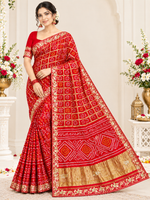Load image into Gallery viewer, Traditional Rajasthani Ghatchola Saree | Heavy Lakdi Patta Palla &amp; Cutdana Handwork
