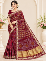 Load image into Gallery viewer, Traditional Rajasthani Ghatchola Saree | Heavy Lakdi Patta Palla &amp; Cutdana Handwork