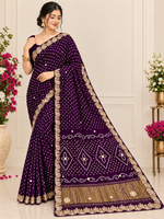 Load image into Gallery viewer, Pure Gajji Modal Silk Hand Bandhej Saree | Heavy Hand Gota Patti Work | Royal Rajasthani Designer Saree ❤️