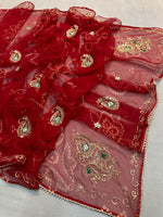 Load image into Gallery viewer, Bandhani Georgette Saree with Beautiful Kasab Hand Embroidery Work
