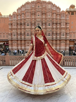 Load image into Gallery viewer, Pure Cosmos Silk &amp; Pure Georgette Bandhej Panel Lehenga Set with Gota Work